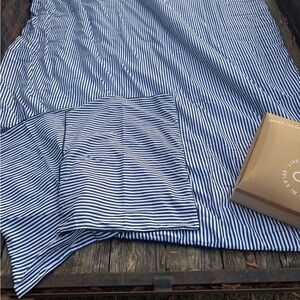 Blue and White Striped Comforter